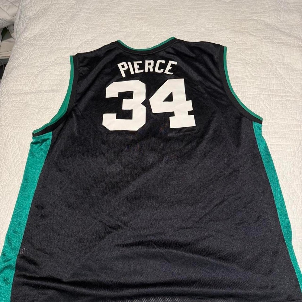Reebok Pierce 34 Boston Celtics black jersey with green side panels, size 2XL